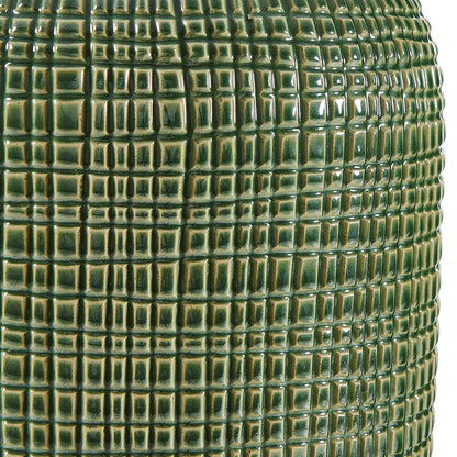 Uttermost Dulcich 16in 1-Light Table Lamp | Green Grid Ceramic and Antique Brass | Living Room & Bedroom | 16 x 16 x 28.75 in | Model 30755-1