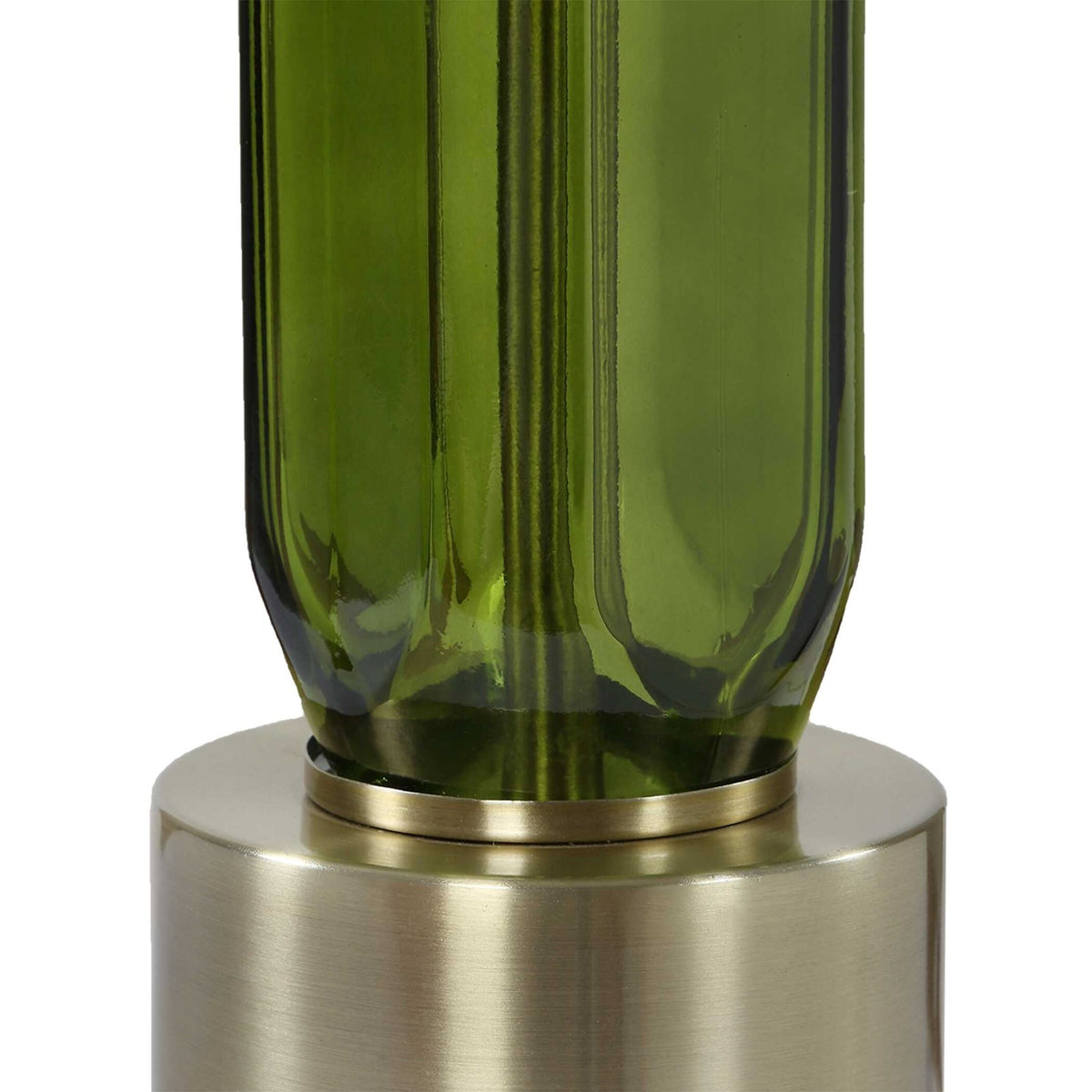 Uttermost Aspis 11in 1-Light Table Lamp | Green Glass and Antique Gold | Living Room & Bedroom | 11 x 11 x 31 in | Model 30760-1