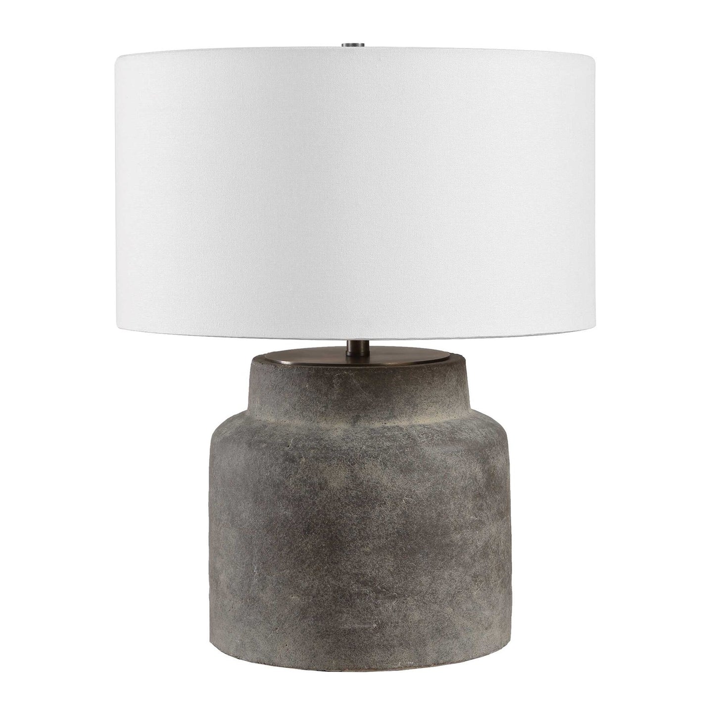 Uttermost Benedet 23.25in Table Lamp | Distressed Gray Ceramic and Antique Brass | Living Room & Bedside | 18 x 18 x 23.25 in | Model 30763