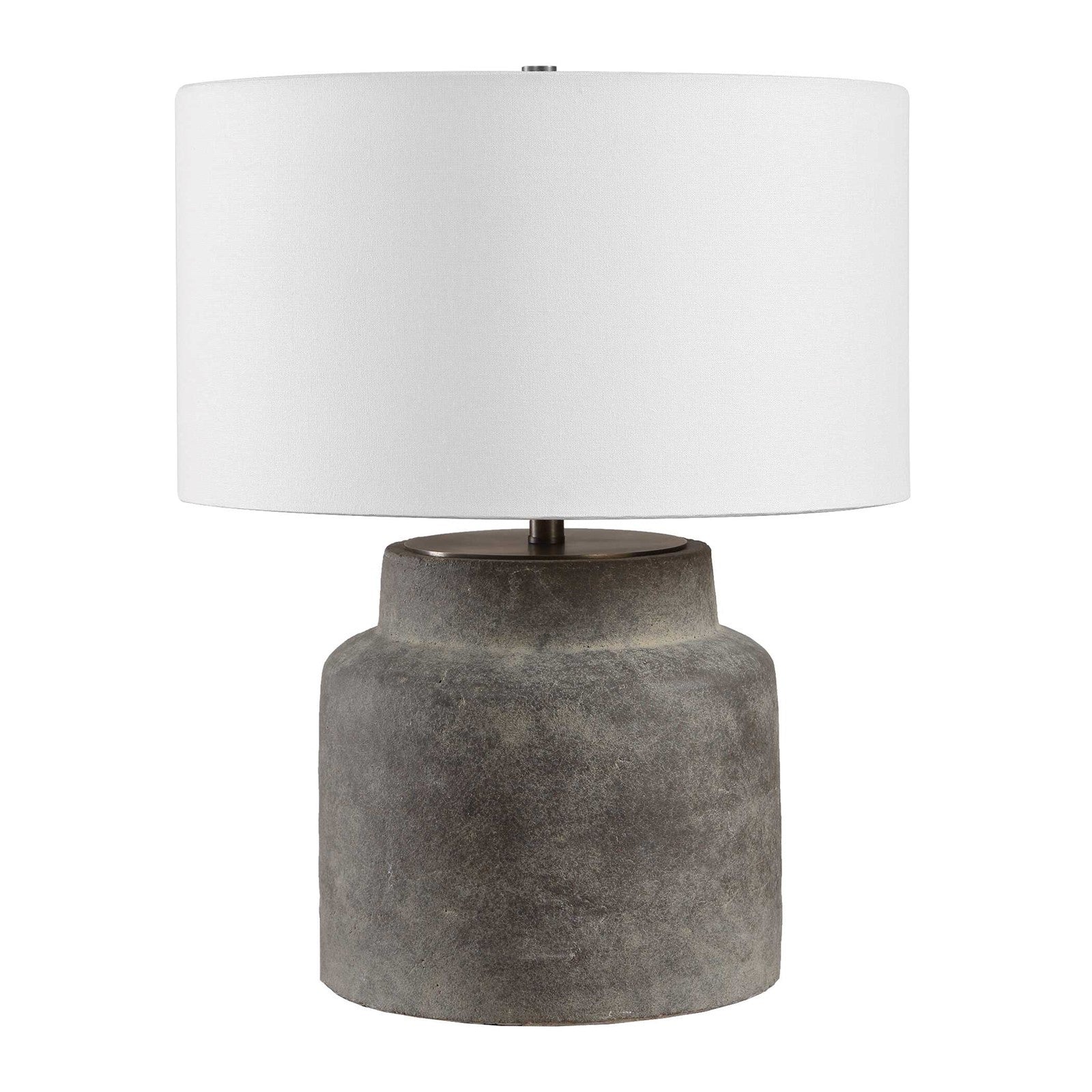 Uttermost Benedet 23.25in Table Lamp | Distressed Gray Ceramic and Antique Brass | Living Room & Bedside | 18 x 18 x 23.25 in | Model 30763