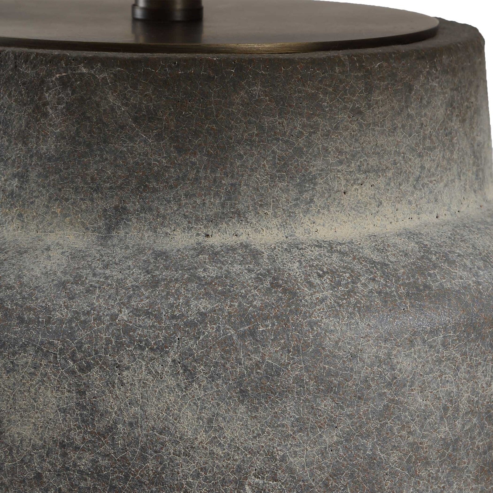 Uttermost Benedet 23.25in Table Lamp | Distressed Gray Ceramic and Antique Brass | Living Room & Bedside | 18 x 18 x 23.25 in | Model 30763