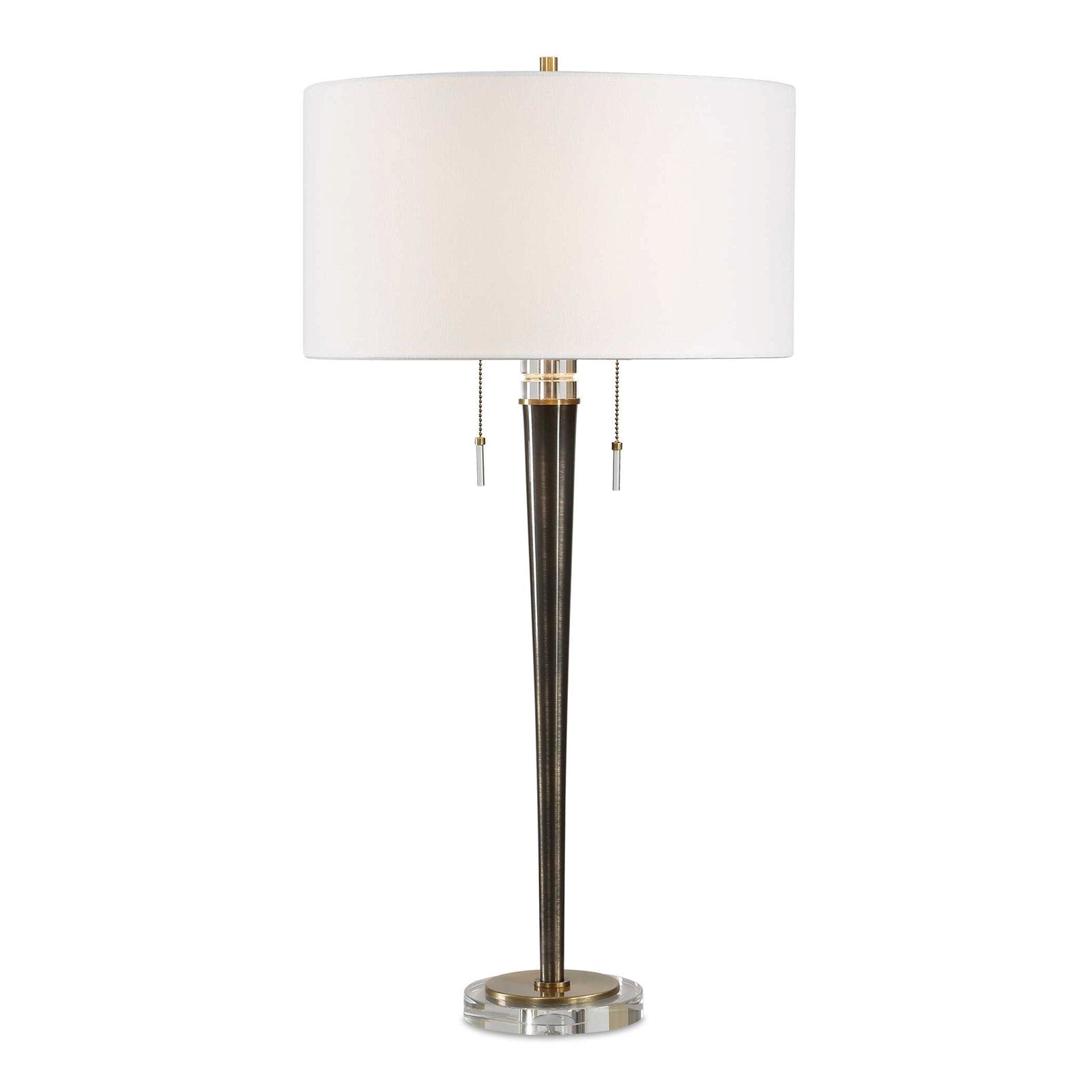 Uttermost Winchester 33.5in Table Lamp | Antique Brass Iron and Crystal | Living Room & Bedside | 17 x 17 x 33.5 in | Model 30764