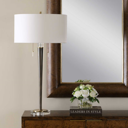 Uttermost Winchester 33.5in Table Lamp | Antique Brass Iron and Crystal | Living Room & Bedside | 17 x 17 x 33.5 in | Model 30764