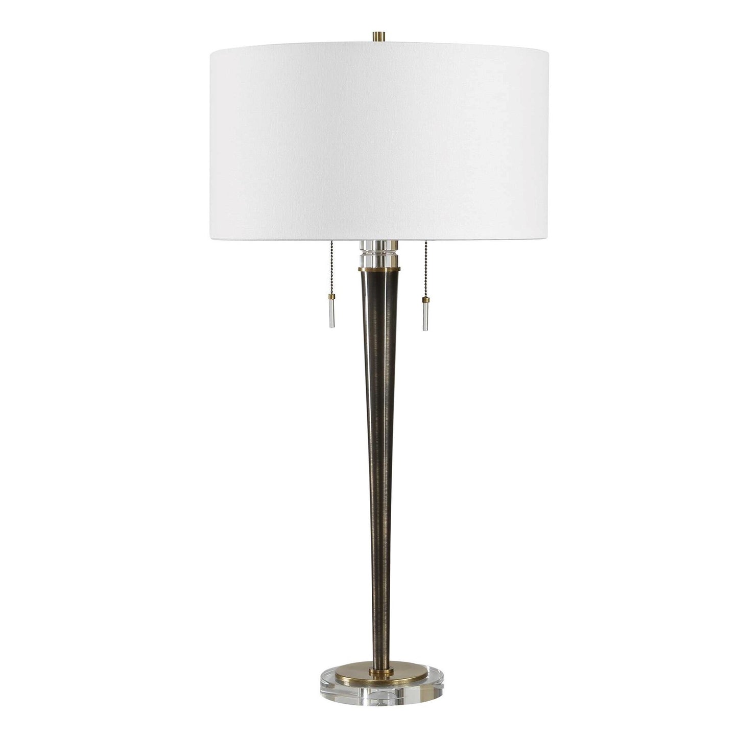 Uttermost Winchester 33.5in Table Lamp | Antique Brass Iron and Crystal | Living Room & Bedside | 17 x 17 x 33.5 in | Model 30764