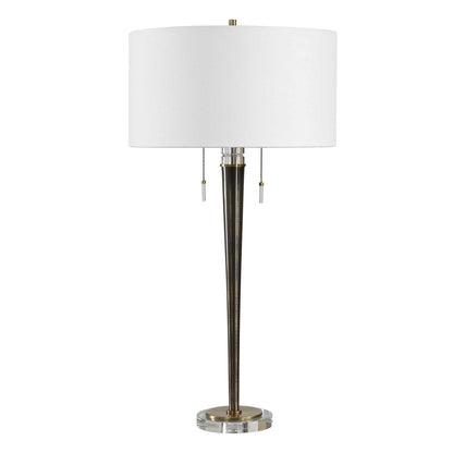 Uttermost Winchester 33.5in Table Lamp | Antique Brass Iron and Crystal | Living Room & Bedside | 17 x 17 x 33.5 in | Model 30764