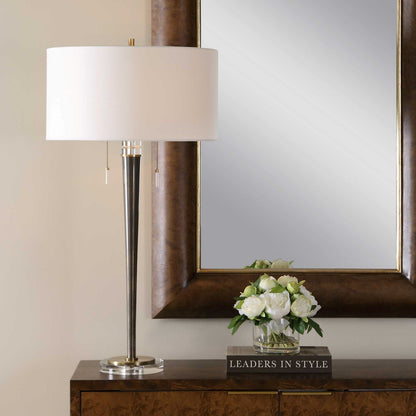 Uttermost Winchester 33.5in Table Lamp | Antique Brass Iron and Crystal | Living Room & Bedside | 17 x 17 x 33.5 in | Model 30764