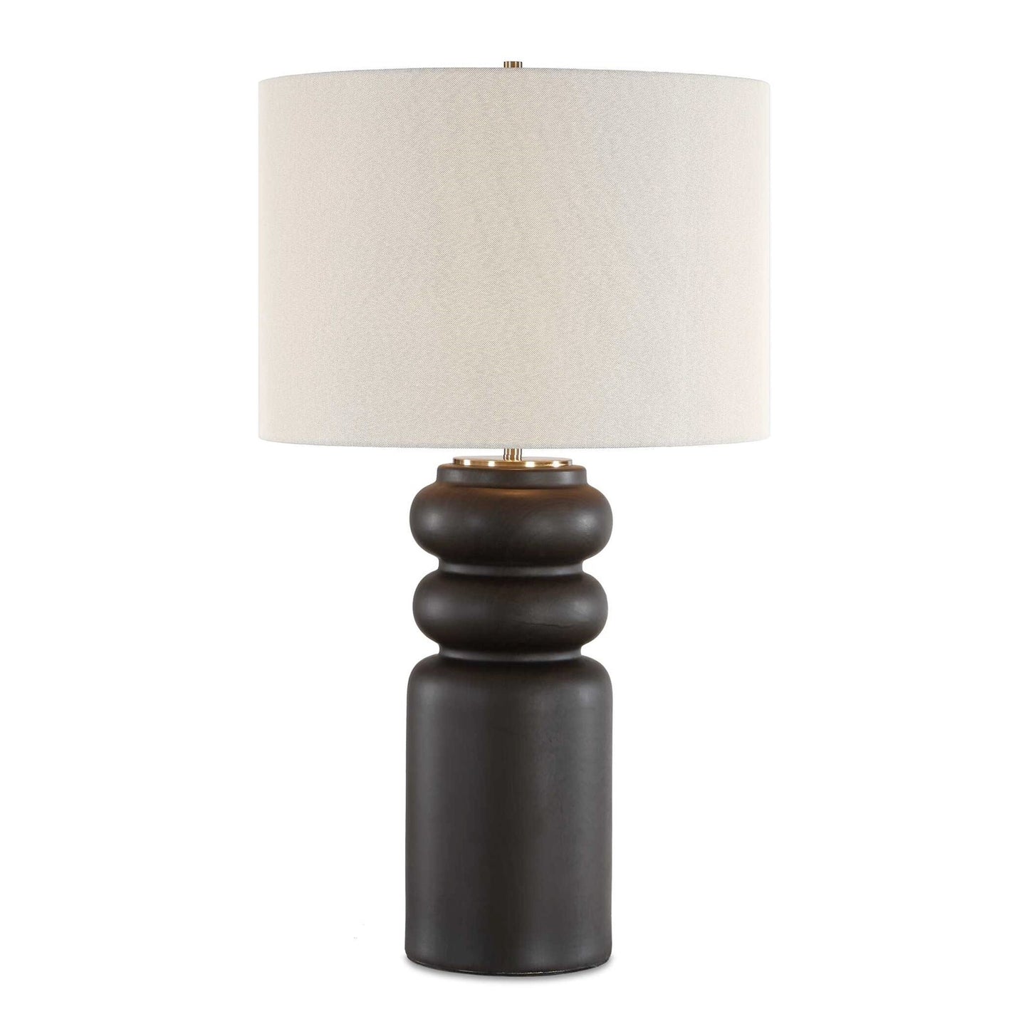 Uttermost Macon 17in 1-Light Table Lamp | Matte Black Ceramic and Antique Brass | Living Room & Bedroom | 17 x 17 x 29.5 in | Model 30769-1