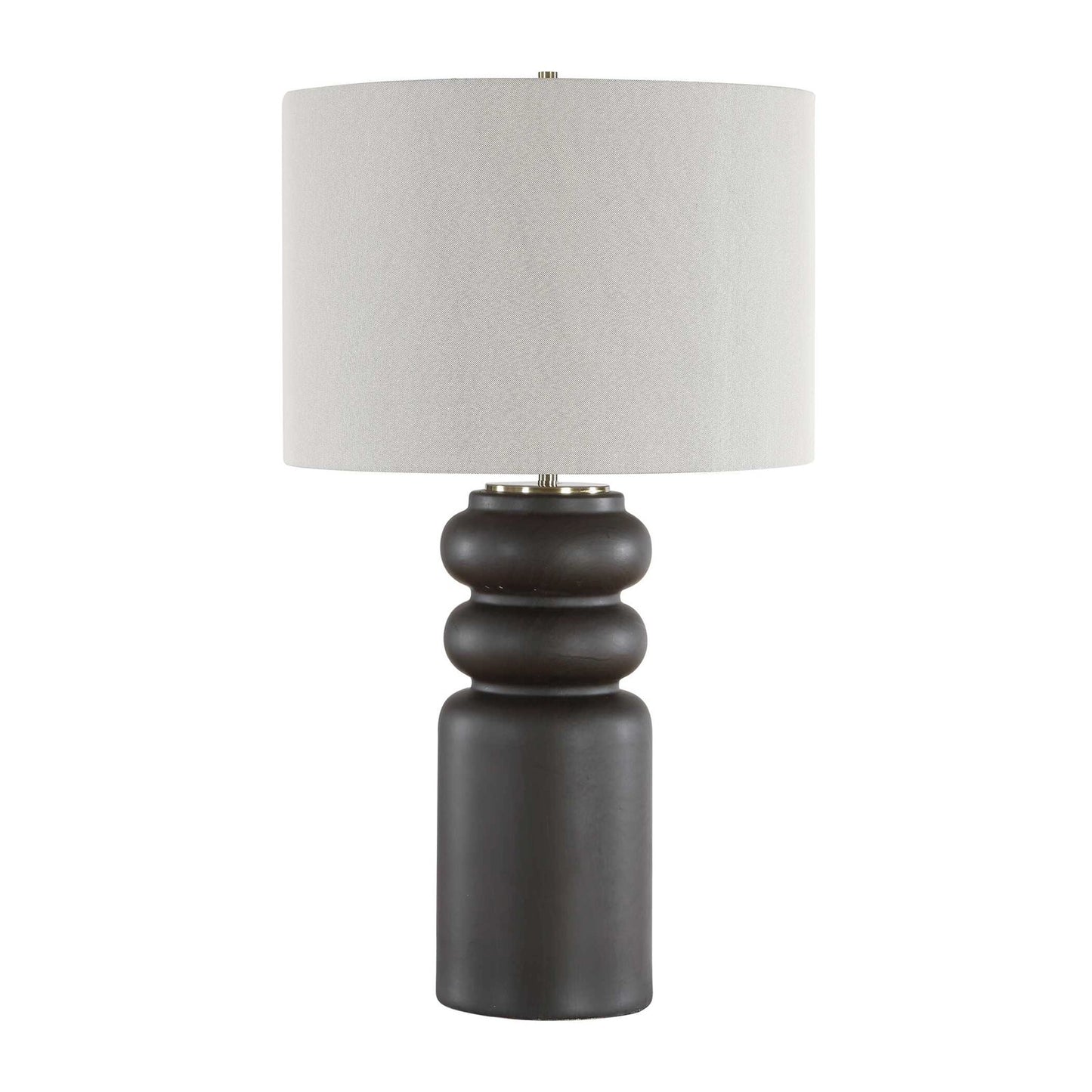 Uttermost Macon 17in 1-Light Table Lamp | Matte Black Ceramic and Antique Brass | Living Room & Bedroom | 17 x 17 x 29.5 in | Model 30769-1
