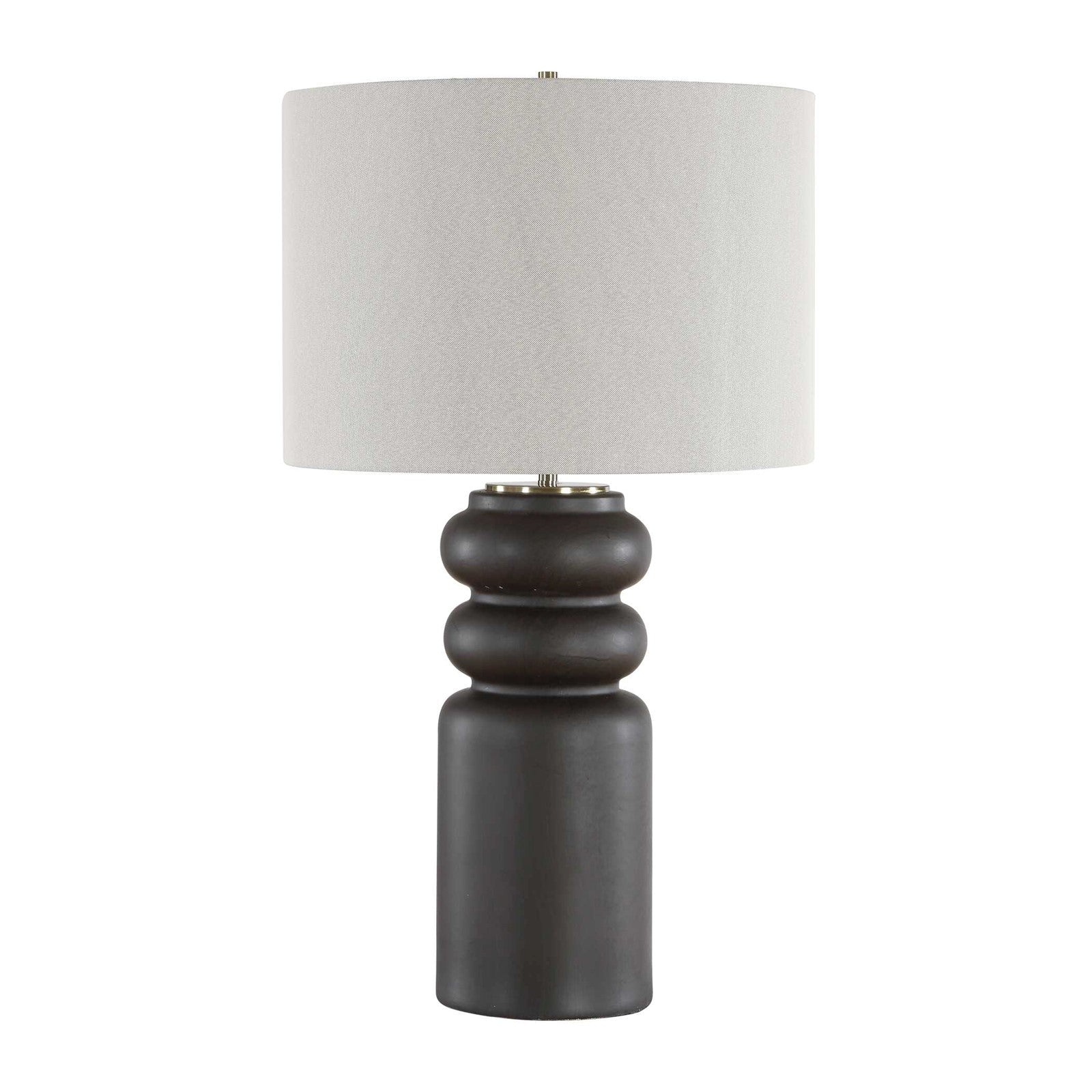 Uttermost Macon 17in 1-Light Table Lamp | Matte Black Ceramic and Antique Brass | Living Room & Bedroom | 17 x 17 x 29.5 in | Model 30769-1