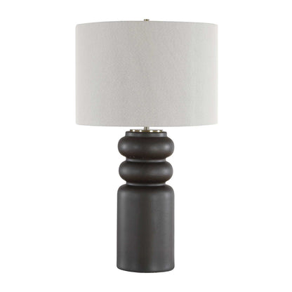 Uttermost Macon 17in 1-Light Table Lamp | Matte Black Ceramic and Antique Brass | Living Room & Bedroom | 17 x 17 x 29.5 in | Model 30769-1