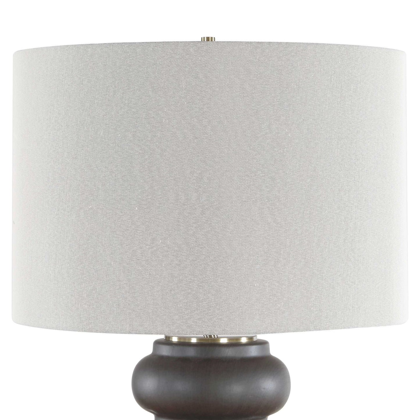 Uttermost Macon 17in 1-Light Table Lamp | Matte Black Ceramic and Antique Brass | Living Room & Bedroom | 17 x 17 x 29.5 in | Model 30769-1