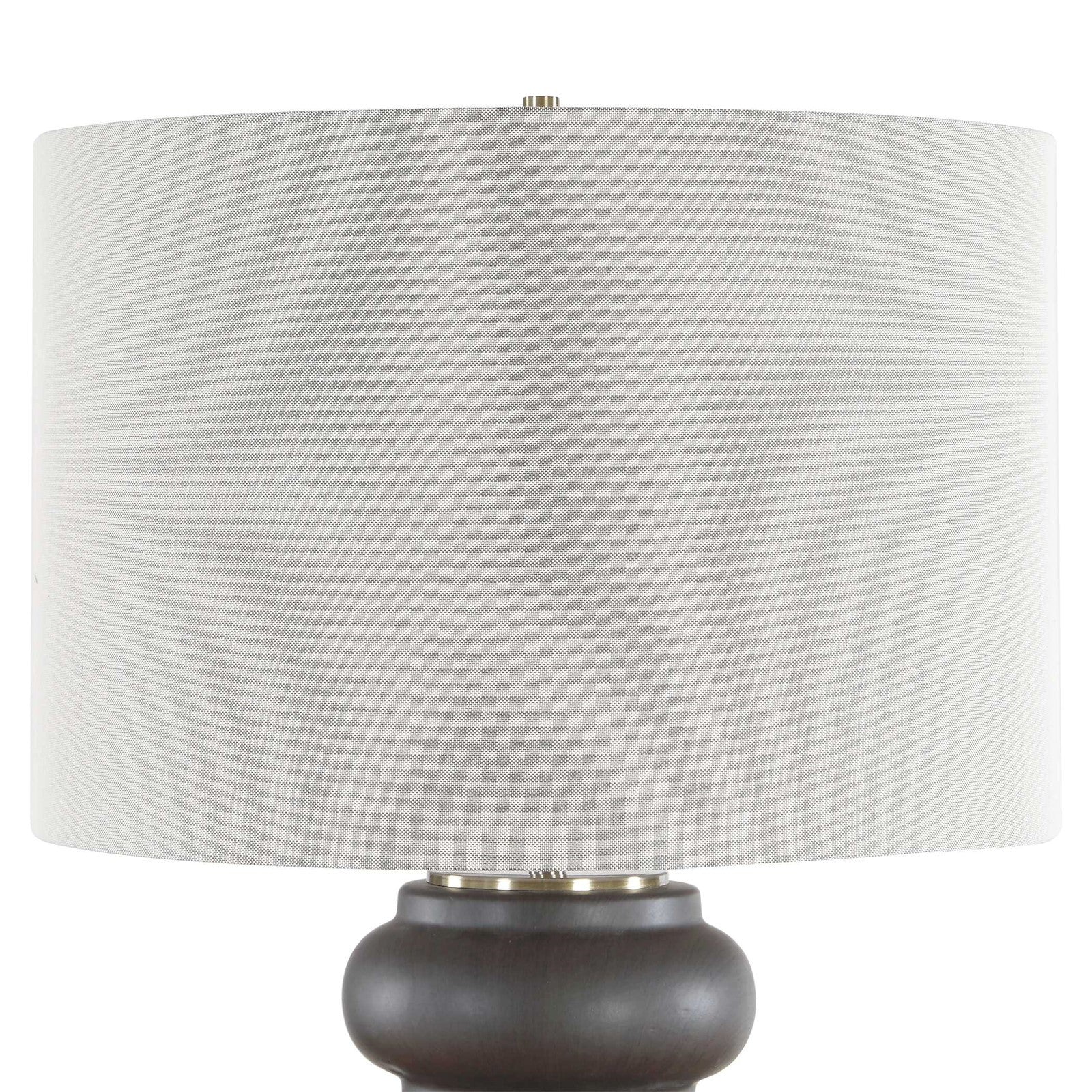 Uttermost Macon 17in 1-Light Table Lamp | Matte Black Ceramic and Antique Brass | Living Room & Bedroom | 17 x 17 x 29.5 in | Model 30769-1