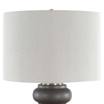 Uttermost Macon 17in 1-Light Table Lamp | Matte Black Ceramic and Antique Brass | Living Room & Bedroom | 17 x 17 x 29.5 in | Model 30769-1