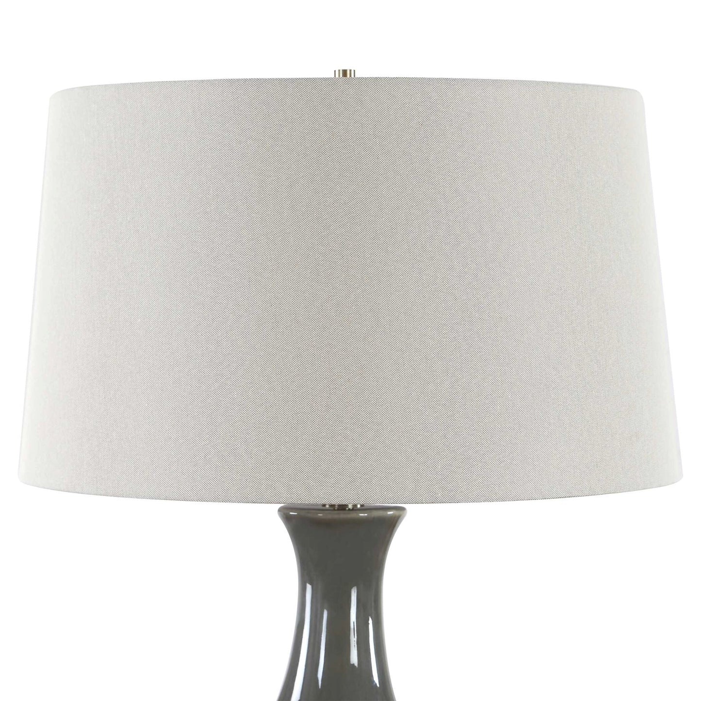 Uttermost Tennille 19in 1-Light Table Lamp | Warm Gray Ceramic and Antique Brass | Living Room & Bedroom | 19 x 19 x 31 in | Model 30771