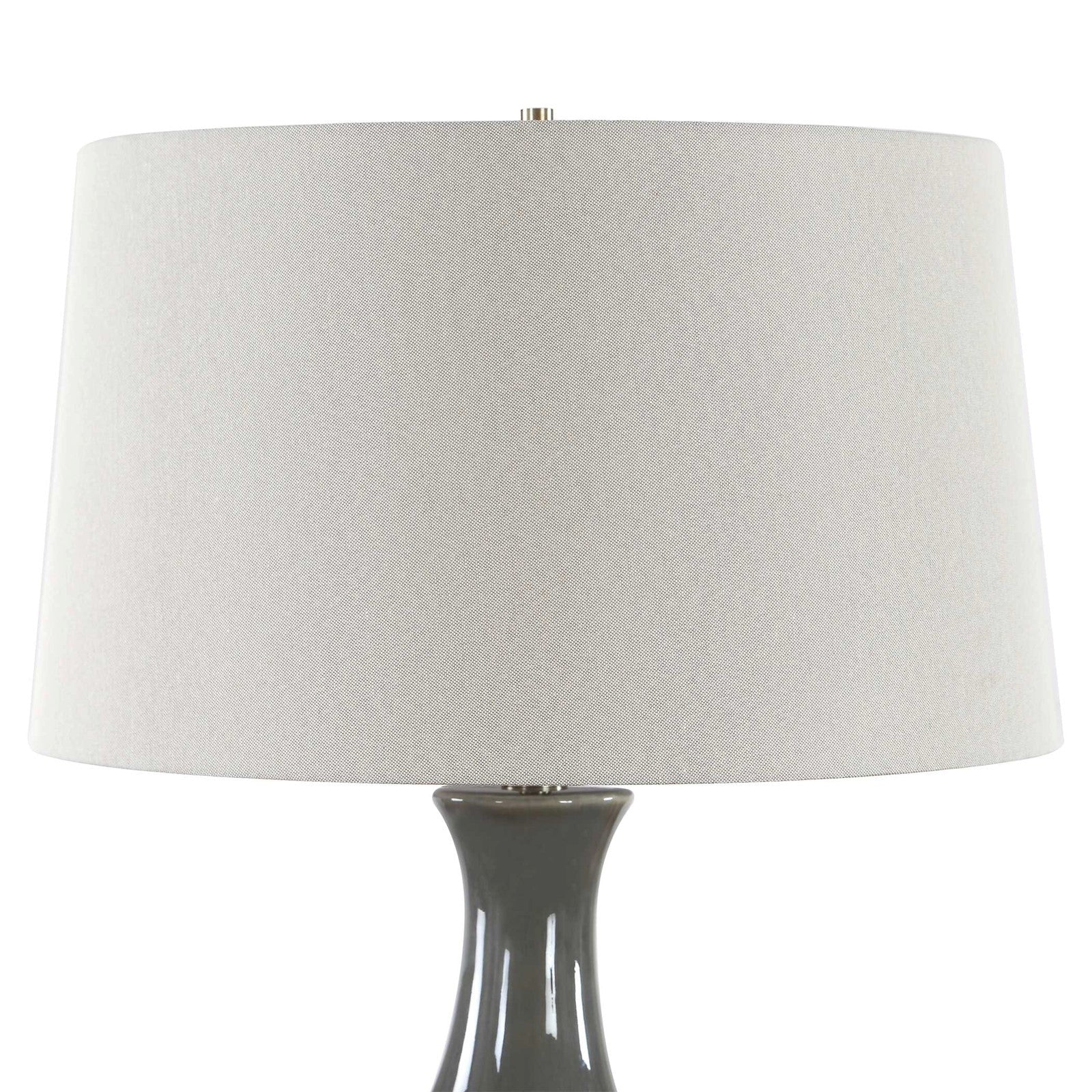Uttermost Tennille 19in 1-Light Table Lamp | Warm Gray Ceramic and Antique Brass | Living Room & Bedroom | 19 x 19 x 31 in | Model 30771
