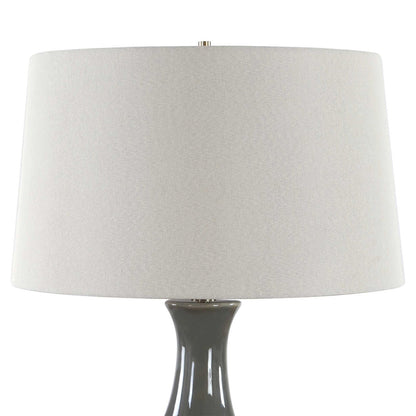 Uttermost Tennille 19in 1-Light Table Lamp | Warm Gray Ceramic and Antique Brass | Living Room & Bedroom | 19 x 19 x 31 in | Model 30771