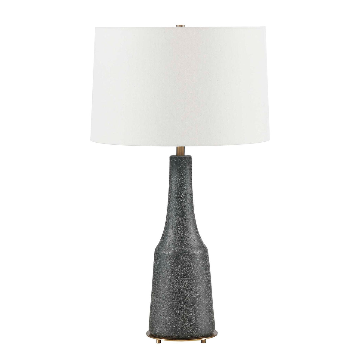 Uttermost Slovis 16in 1-Light Table Lamp | Dark Charcoal Gray Ceramic and Antique Brass | Living Room & Bedroom | 16 x 16 x 28.25 in | Model 30810-1