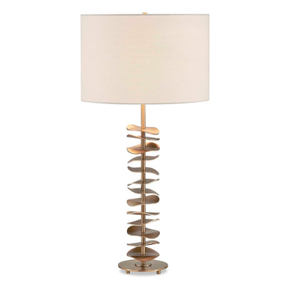 Uttermost Akoa 30.5in 1-Light Table Lamp | Sculptural Antique Brass and Warm White Linen | Living Room & Bedroom | 15 x 15 x 30.5 in | Model 30811-1