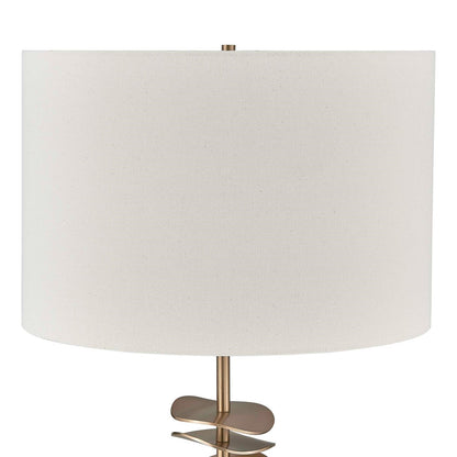 Uttermost Akoa 30.5in 1-Light Table Lamp | Sculptural Antique Brass and Warm White Linen | Living Room & Bedroom | 15 x 15 x 30.5 in | Model 30811-1