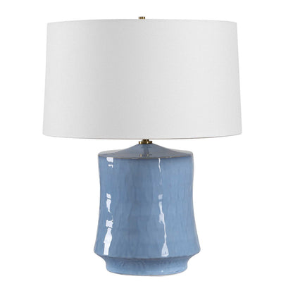 Uttermost Kamara 23in 1-Light Table Lamp | Powder Blue Ceramic and Antique Brass | Living Room & Bedroom | 18 x 18 x 23 in | Model 30818