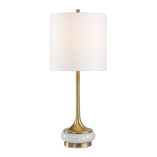Uttermost Molena 21.75in 1-Light Table Lamp | Antique Brass and Pearly Stone | Living Room & Bedroom | 9 x 9 x 21.75 in | Model 30820-1