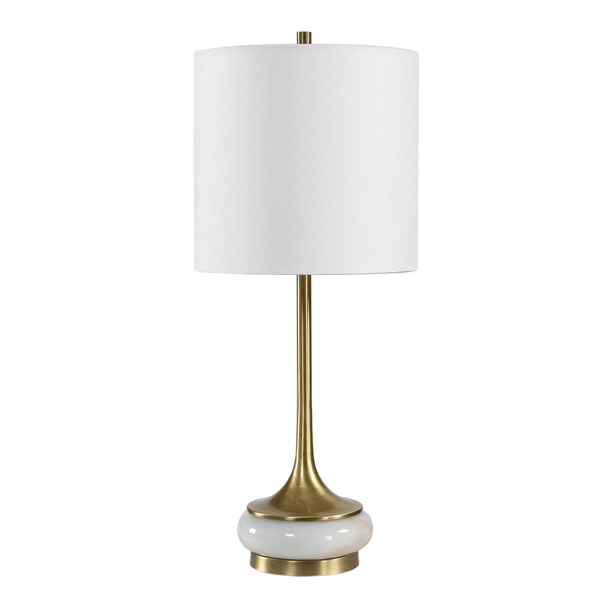 Uttermost Molena 21.75in 1-Light Table Lamp | Antique Brass and Pearly Stone | Living Room & Bedroom | 9 x 9 x 21.75 in | Model 30820-1