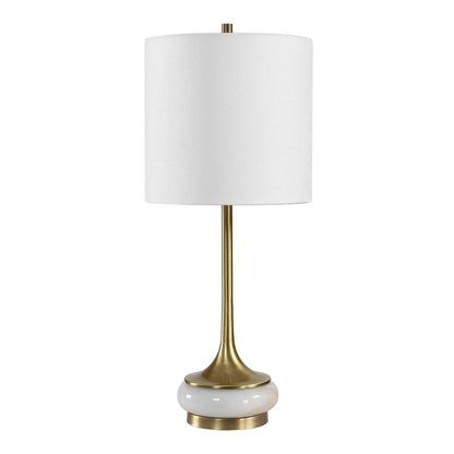 Uttermost Molena 21.75in 1-Light Table Lamp | Antique Brass and Pearly Stone | Living Room & Bedroom | 9 x 9 x 21.75 in | Model 30820-1
