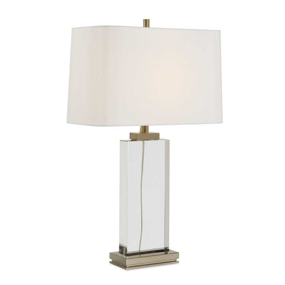 Uttermost Genevieve 28.75in 1-Light Table Lamp | Crystal and Antique Brass Iron with White Linen Shade | Living Room & Bedroom | Model 30840