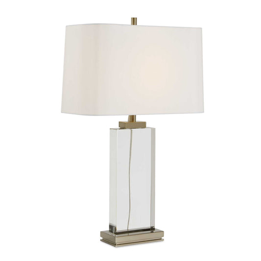 Uttermost Genevieve 28.75in 1-Light Table Lamp | Crystal and Antique Brass Iron with White Linen Shade | Living Room & Bedroom | Model 30840