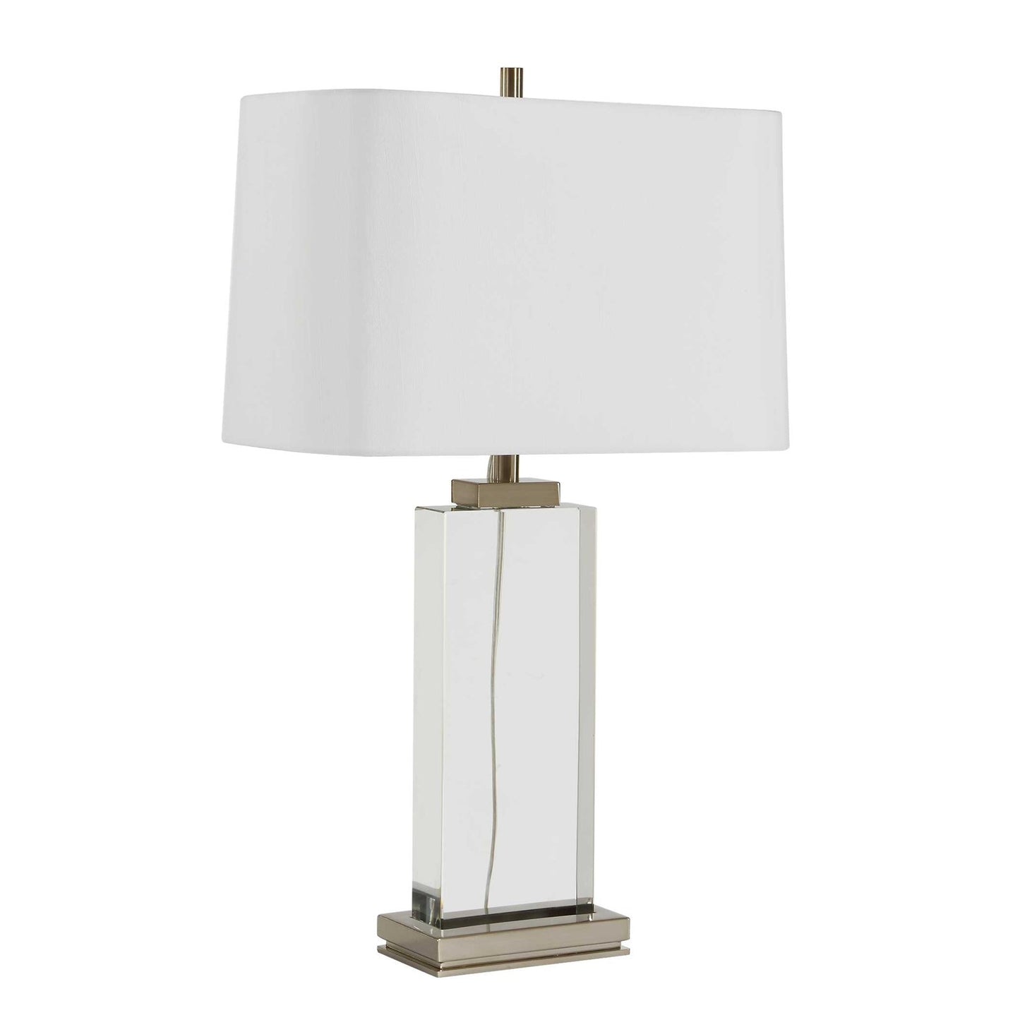 Uttermost Genevieve 28.75in 1-Light Table Lamp | Crystal and Antique Brass Iron with White Linen Shade | Living Room & Bedroom | Model 30840