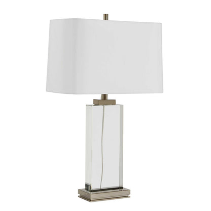 Uttermost Genevieve 28.75in 1-Light Table Lamp | Crystal and Antique Brass Iron with White Linen Shade | Living Room & Bedroom | Model 30840