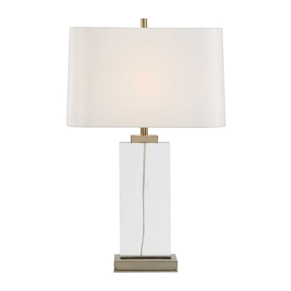 Uttermost Genevieve 28.75in 1-Light Table Lamp | Crystal and Antique Brass Iron with White Linen Shade | Living Room & Bedroom | Model 30840