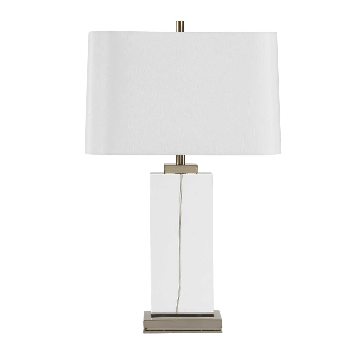 Uttermost Genevieve 28.75in 1-Light Table Lamp | Crystal and Antique Brass Iron with White Linen Shade | Living Room & Bedroom | Model 30840