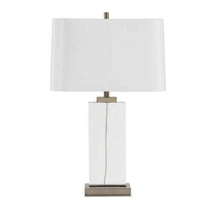 Uttermost Genevieve 28.75in 1-Light Table Lamp | Crystal and Antique Brass Iron with White Linen Shade | Living Room & Bedroom | Model 30840