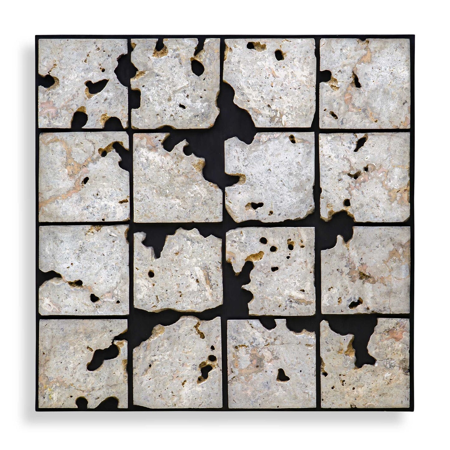 Uttermost Uvalda 41.6in Black Cadas Stone Wall Decor | Modern Mosaic on Plywood | Living Room & Entryway Accent | 41.6 x 1.75 x 41.6 in | Model 3511