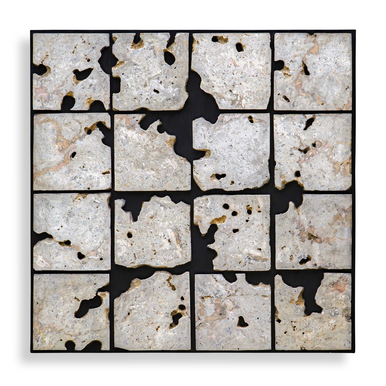 Uttermost Uvalda 41.6in Black Cadas Stone Wall Decor | Modern Mosaic on Plywood | Living Room & Entryway Accent | 41.6 x 1.75 x 41.6 in | Model 3511