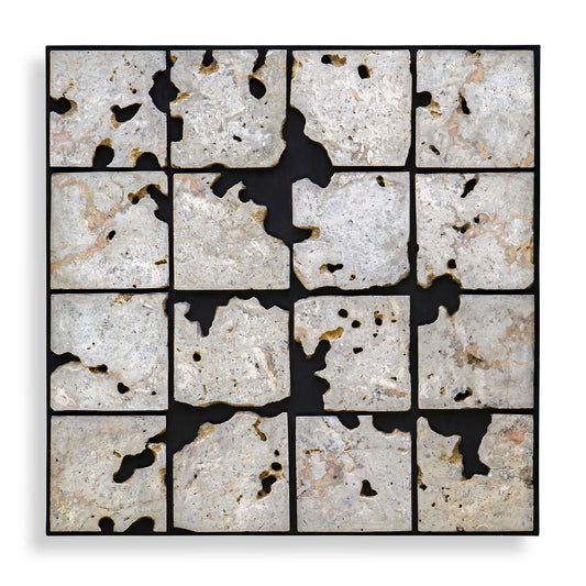 Uttermost Uvalda 41.6in Black Cadas Stone Wall Decor | Modern Mosaic on Plywood | Living Room & Entryway Accent | 41.6 x 1.75 x 41.6 in | Model 3511