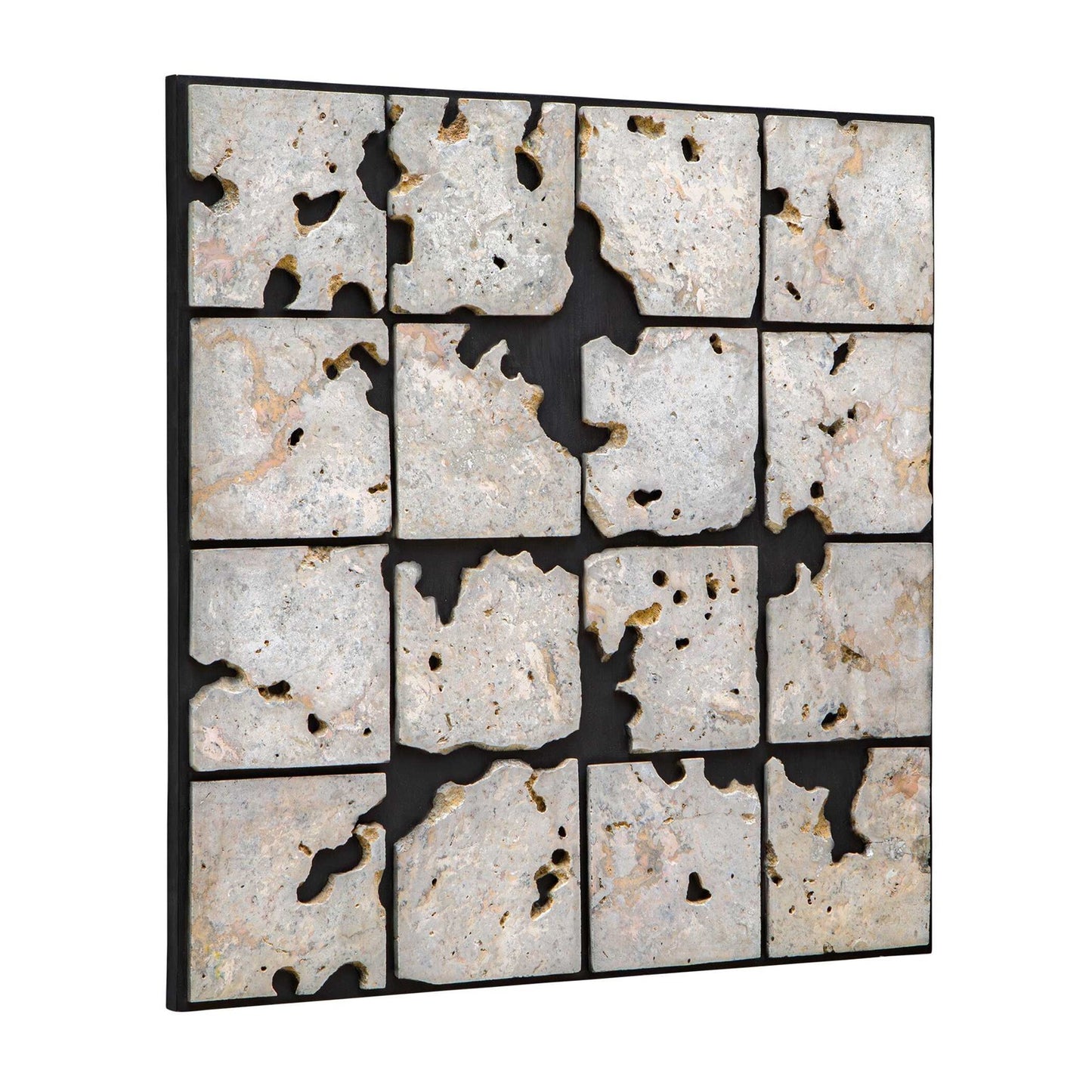 Uttermost Uvalda 41.6in Black Cadas Stone Wall Decor | Modern Mosaic on Plywood | Living Room & Entryway Accent | 41.6 x 1.75 x 41.6 in | Model 3511