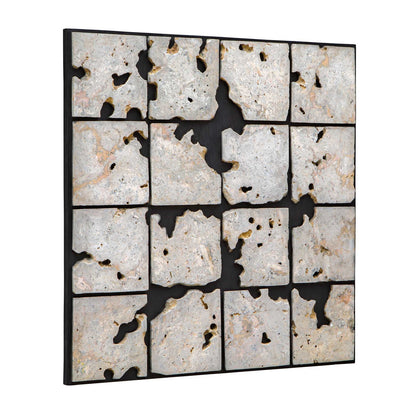 Uttermost Uvalda 41.6in Black Cadas Stone Wall Decor | Modern Mosaic on Plywood | Living Room & Entryway Accent | 41.6 x 1.75 x 41.6 in | Model 3511