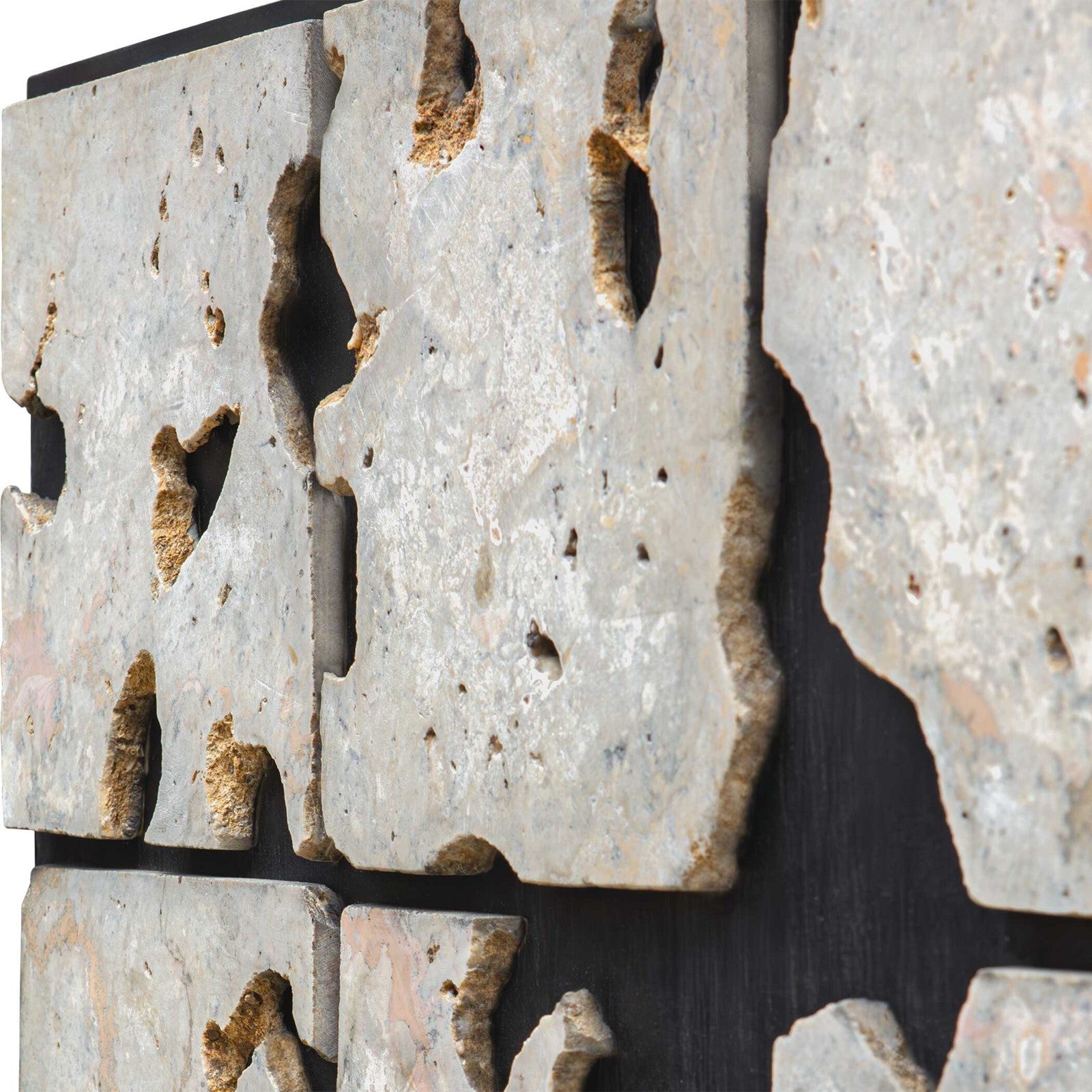 Uttermost Uvalda 41.6in Black Cadas Stone Wall Decor | Modern Mosaic on Plywood | Living Room & Entryway Accent | 41.6 x 1.75 x 41.6 in | Model 3511