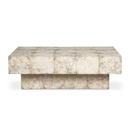 Uttermost Kotoa Bleached White Oval Coffee Table | Tamarind Wood Veneer Plinth Base | Living Room & Lounge | 50 x 30 x 16 in | Model 51140