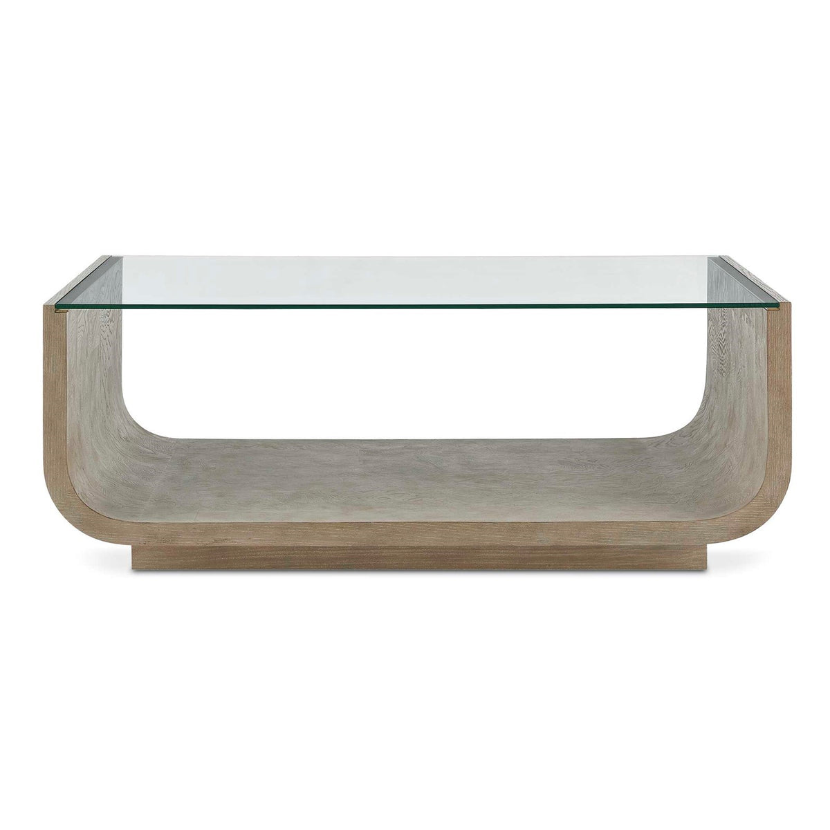 Uttermost Maeva Modern Glass Coffee Table | Ash Burl & Oak Veneer Curved Base | Living Room & Lounge | 46 x 28 x 17 in | Model 51156