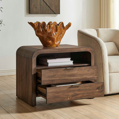 Uttermost Decatur Dark Walnut Side Table | Acacia Wood with Shelf & Drawers | Living Room & Bedroom | 30 x 19 x 23 in | Model 51158