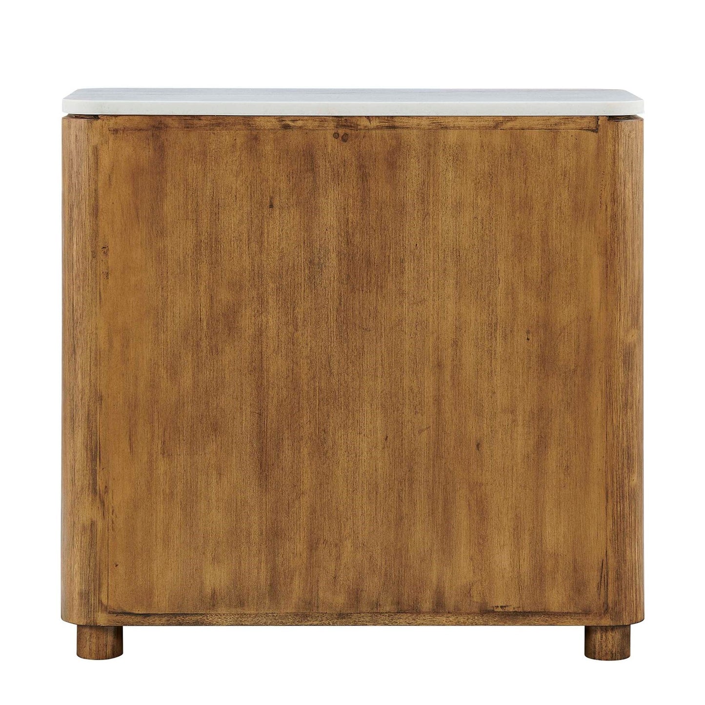 Uttermost Mebarak 32in Reeded 2 Door Cabinet | Honey Acacia & White Marble with Bronze Pulls | Living Room & Entryway Storage | Model 51159