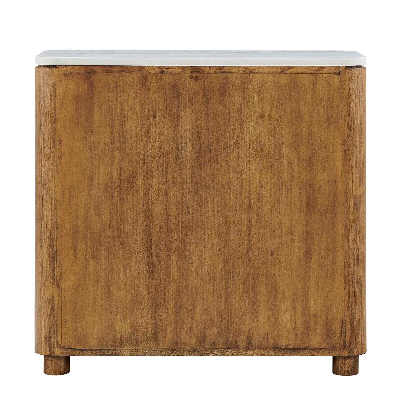 Uttermost Mebarak 32in Reeded 2 Door Cabinet | Honey Acacia & White Marble with Bronze Pulls | Living Room & Entryway Storage | Model 51159