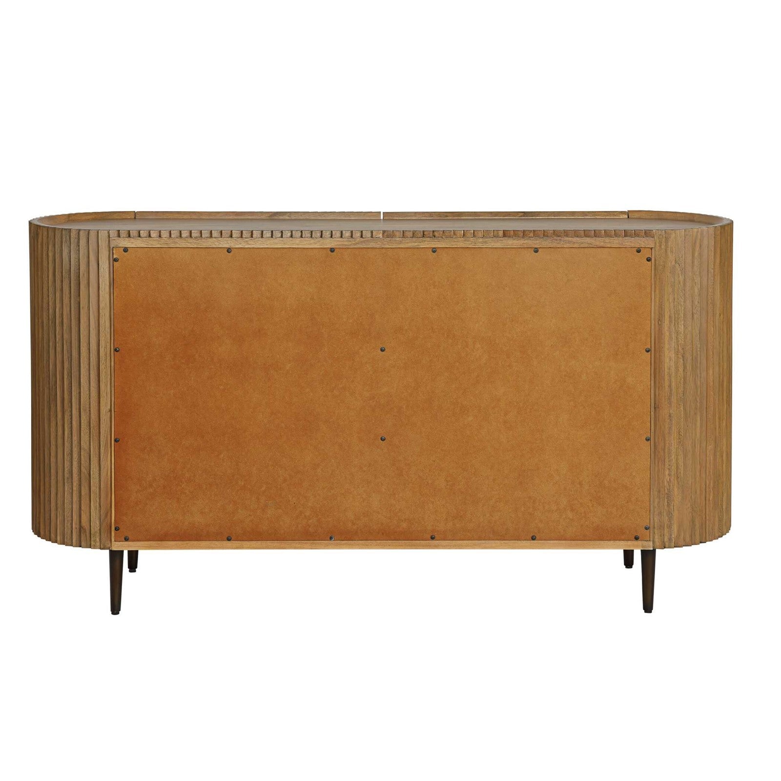 Uttermost Reese 58.5in Pleated 2 Door Cabinet | Medium Oak & Dark Bronze Tapered Legs | Living Room & Dining Room Storage | Model 51167