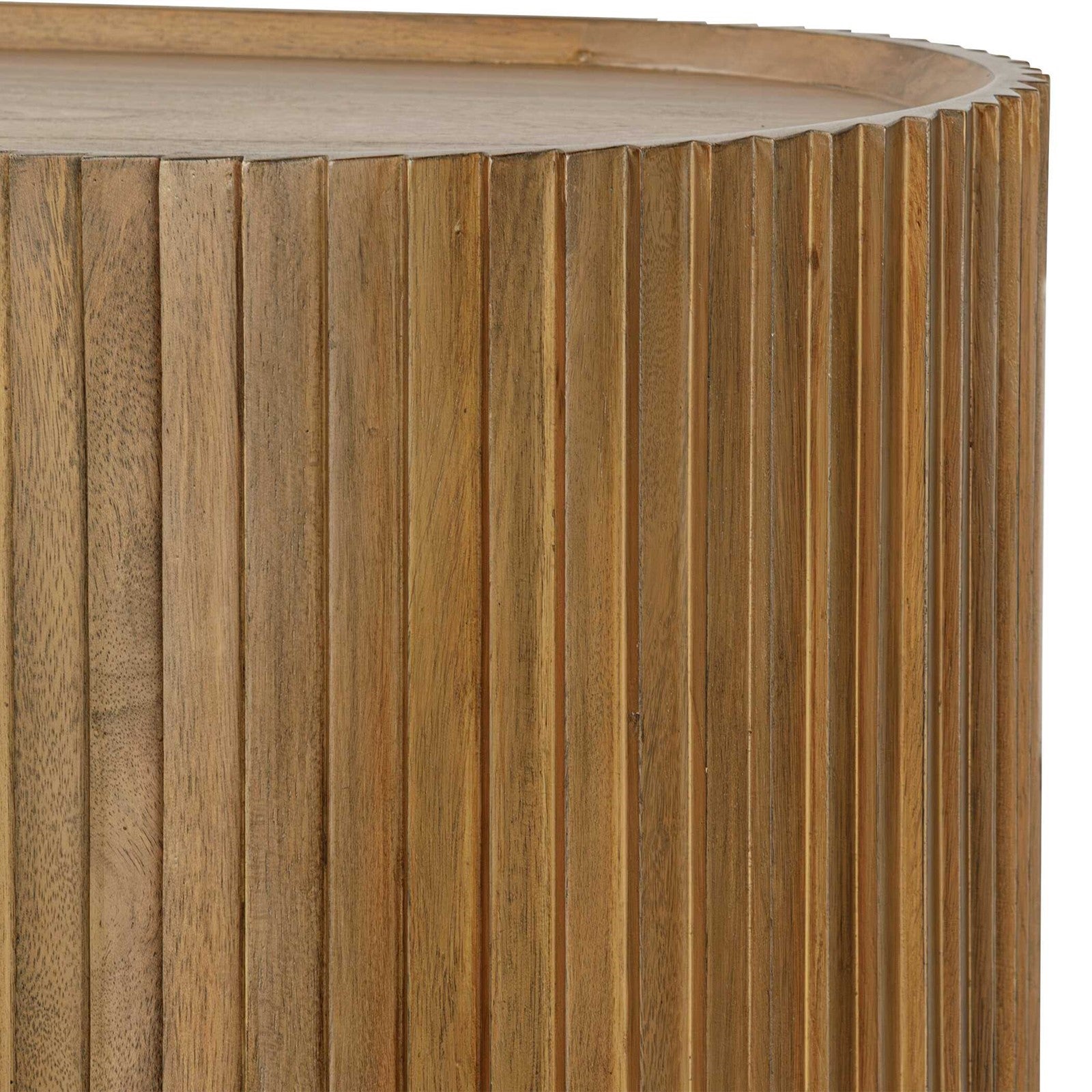 Uttermost Reese 58.5in Pleated 2 Door Cabinet | Medium Oak & Dark Bronze Tapered Legs | Living Room & Dining Room Storage | Model 51167