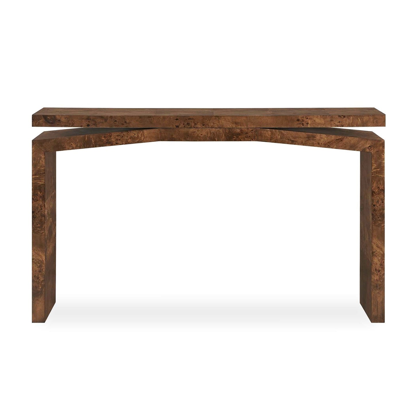 Uttermost Naoko 52in Burl Wood Console Table | Dark Walnut Mappa Burl Veneer | Entryway & Living Room Hall Table | 52 x 12 x 31 in | Model 51176