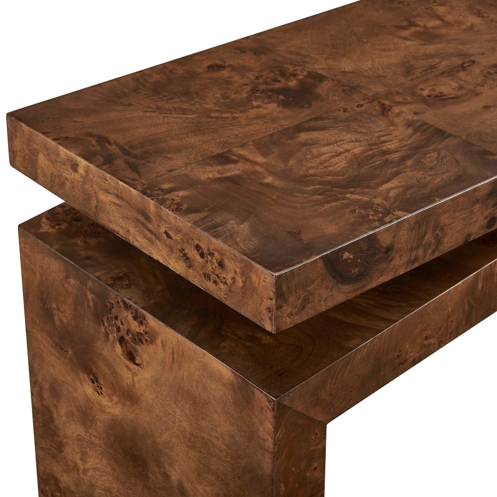 Uttermost Naoko 52in Burl Wood Console Table | Dark Walnut Mappa Burl Veneer | Entryway & Living Room Hall Table | 52 x 12 x 31 in | Model 51176