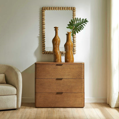 Uttermost Duluth 36in 3-Drawer Chest | Oak Veneer Natural Finish with Dark Bronze Pulls | Bedroom & Entryway Storage | 36 x 18 x 32 in | Model 51179